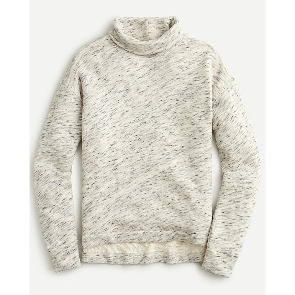 J Crew‎ Womens Vintage Fleece Cotton Terry Turtleneck Sweater Speckle Grey Sz XL